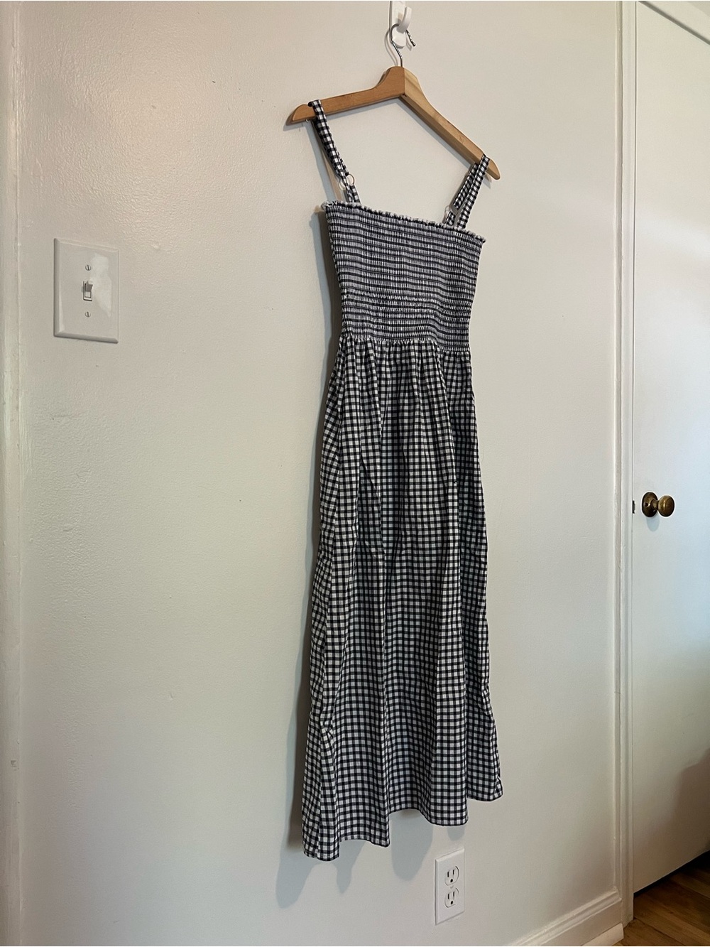 Nation LTD Black and White Gingham Maxi Cotton Dress